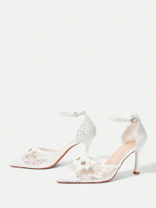 SHEIN CUCCOO HITCHD Tacones altos con punta puntiaguda, diseño floral - Quierox - Tienda Online