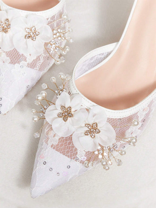 SHEIN CUCCOO HITCHD Tacones altos con punta puntiaguda, diseño floral - Quierox - Tienda Online