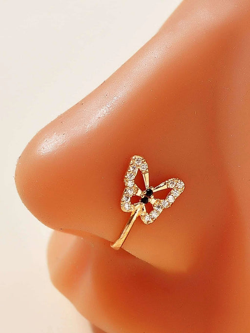 SHEIN Cuff de nariz con imitación de diamante diseño de mariposa - Quierox - Tienda Online