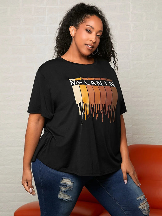 SHEIN CURVE+ Camiseta con estampado de letra - Quierox - Tienda Online