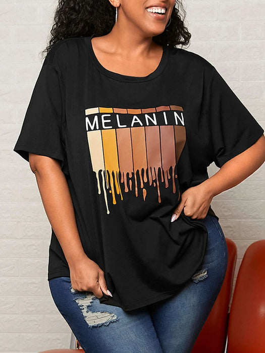 SHEIN CURVE+ Camiseta con estampado de letra - Quierox - Tienda Online