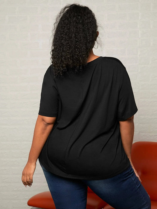SHEIN CURVE+ Camiseta con estampado de letra - Quierox - Tienda Online