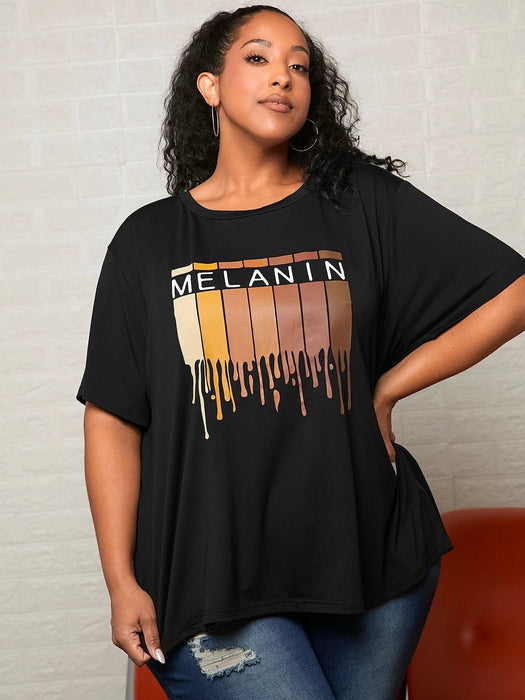 SHEIN CURVE+ Camiseta con estampado de letra - Quierox - Tienda Online