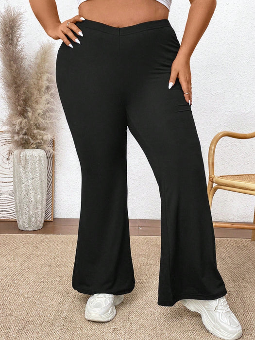 SHEIN CURVE+ Pantalones De Campana Casuales De Talla Grande Para Mujer - Quierox - Tienda Online