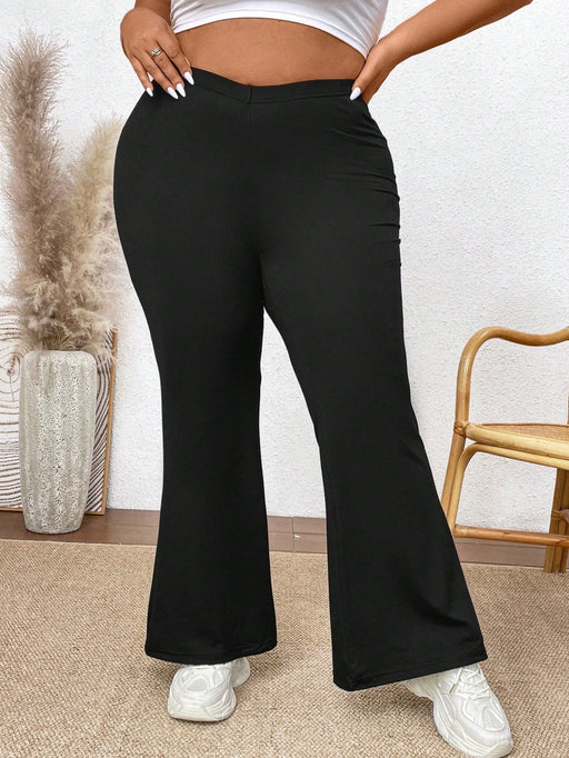 SHEIN CURVE+ Pantalones De Campana Casuales De Talla Grande Para Mujer - Quierox - Tienda Online