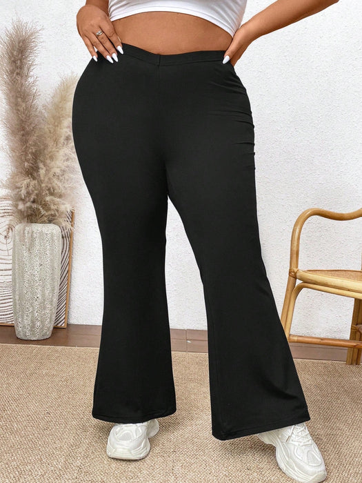 SHEIN CURVE+ Pantalones De Campana Casuales De Talla Grande Para Mujer - Quierox - Tienda Online