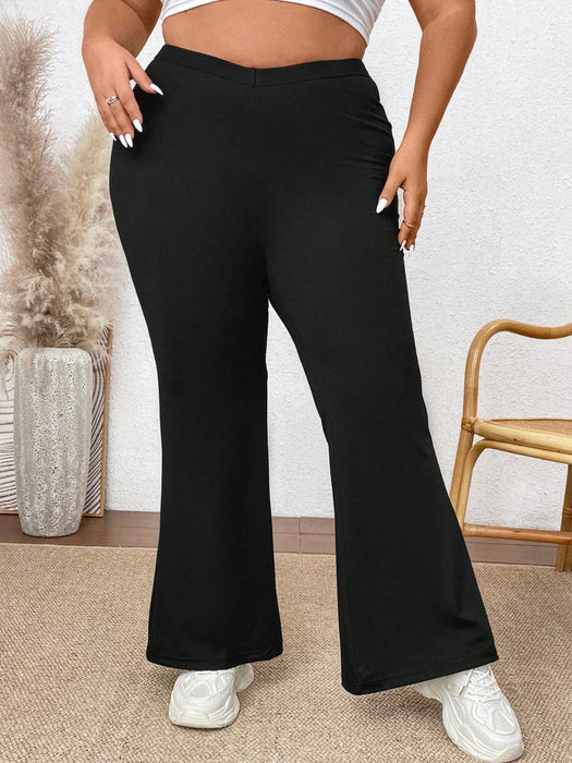 SHEIN CURVE+ Pantalones De Campana Casuales De Talla Grande Para Mujer - Quierox - Tienda Online