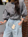 SHEIN DAZY Blusa suelta de cuello redondo a cuadros con mangas de farol - Quierox - Tienda Online