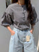 SHEIN DAZY Blusa suelta de cuello redondo a cuadros con mangas de farol - Quierox - Tienda Online