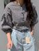 SHEIN DAZY Blusa suelta de cuello redondo a cuadros con mangas de farol - Quierox - Tienda Online
