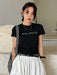SHEIN DAZY Camiseta de manga corta estampada con letras para mujer - Quierox - Tienda Online