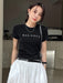 SHEIN DAZY Camiseta de manga corta estampada con letras para mujer - Quierox - Tienda Online
