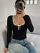 SHEIN DAZY Camiseta de mujer ajustada con lazo estilo ballet - Quierox - Tienda Online