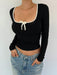 SHEIN DAZY Camiseta de mujer ajustada con lazo estilo ballet - Quierox - Tienda Online