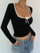 SHEIN DAZY Camiseta de mujer ajustada con lazo estilo ballet - Quierox - Tienda Online