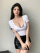 SHEIN DAZY Camiseta De Mujer De Manga Corta Ajustada Con Longitud Recortada - Quierox - Tienda Online