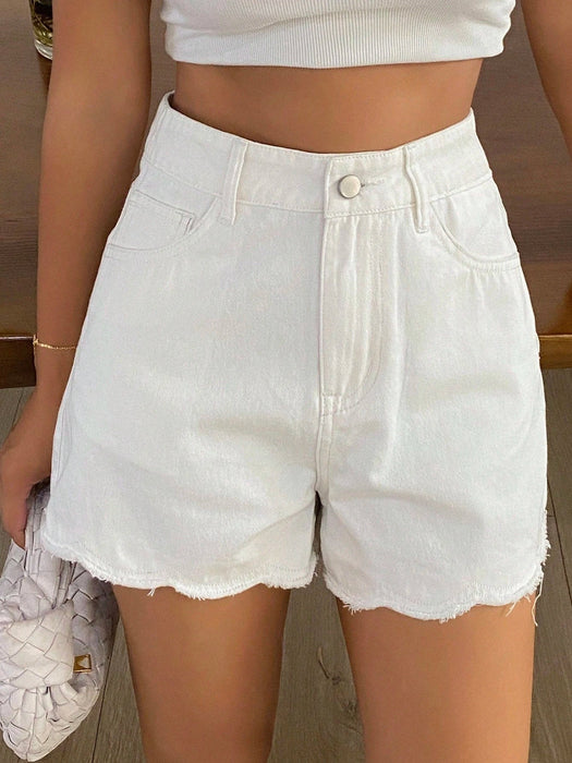 SHEIN DAZY Pantalones cortos vaqueros holgados de estilo casual para mujer - Quierox - Tienda Online