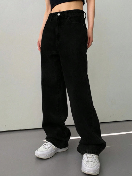 SHEIN DAZY Pantalones Vaqueros Anchos Y Sólidos - Quierox - Tienda Online