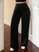 Shein Dazy Plus Pantalones casuales de punto de color liso con cintura elástica y pernera acampanada - Quierox - Tienda Online