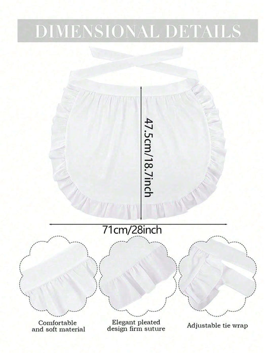 Shein Delantal corto blanco de sirvienta con volantes, estilo retro para cocina/limpieza 71*47.5cm - Quierox - Tienda Online