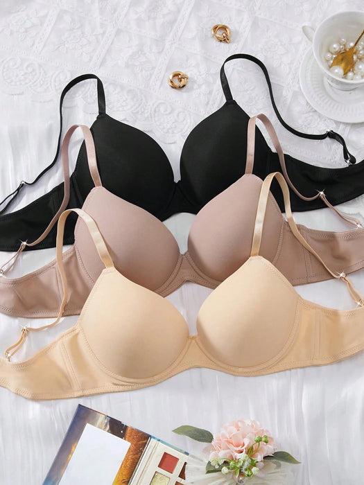 Shein DesireSculpt Conjunto de 3 sujetadores minimalistas y cómodos para mujer - Quierox - Tienda Online