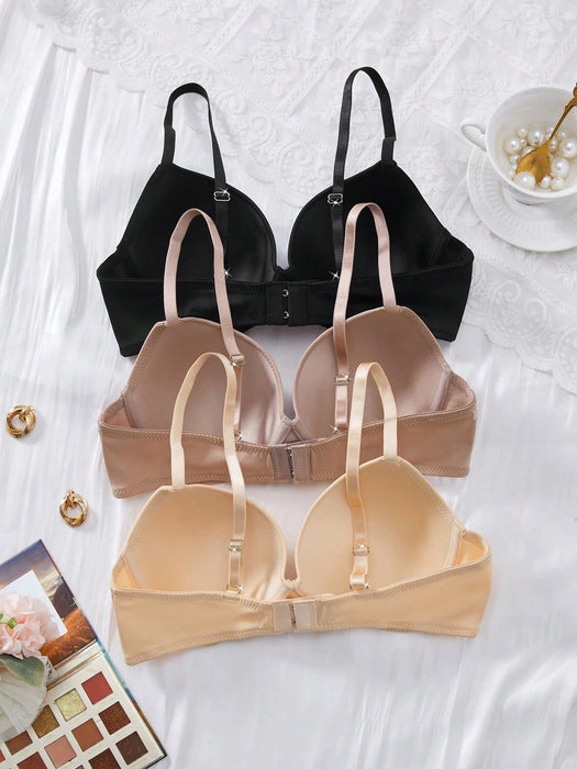 Shein DesireSculpt Conjunto de 3 sujetadores minimalistas y cómodos para mujer - Quierox - Tienda Online