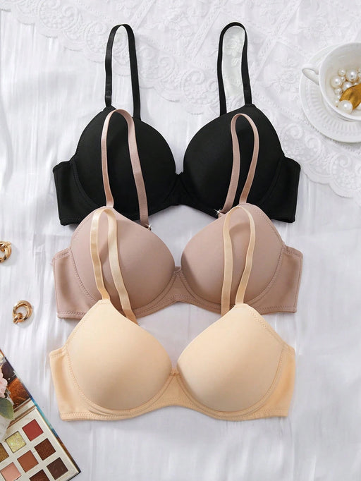 Shein DesireSculpt Conjunto de 3 sujetadores minimalistas y cómodos para mujer - Quierox - Tienda Online