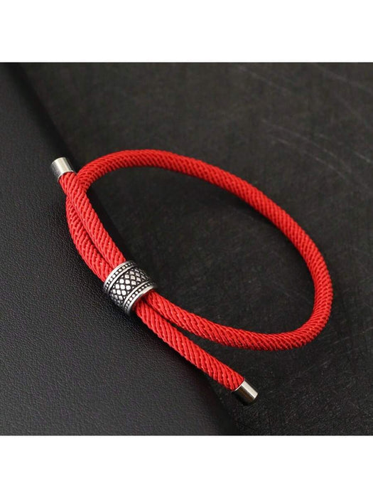 SHEIN Diffone Simple Pulsera de cuerda roja de 4 mm, acero de titanio antiguo - Quierox - Tienda Online