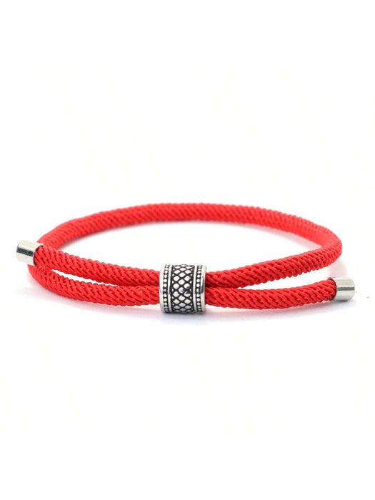 SHEIN Diffone Simple Pulsera de cuerda roja de 4 mm, acero de titanio antiguo - Quierox - Tienda Online