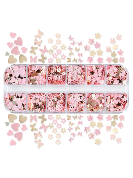 Shein Diseño de corazón y mariposa Lentejuelas de arte de uñas DIY - Quierox - Tienda Online