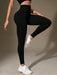 SHEIN Easithlete Leggings deportivos sin costuras de cintura alta de unicolor para mujeres - Quierox - Tienda Online