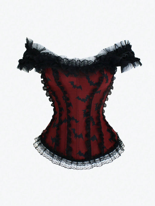 Shein EgrlEra Top con hombros con estampado de murciélago y ribete de encaje para disfraz gótico - Quierox - Tienda Online