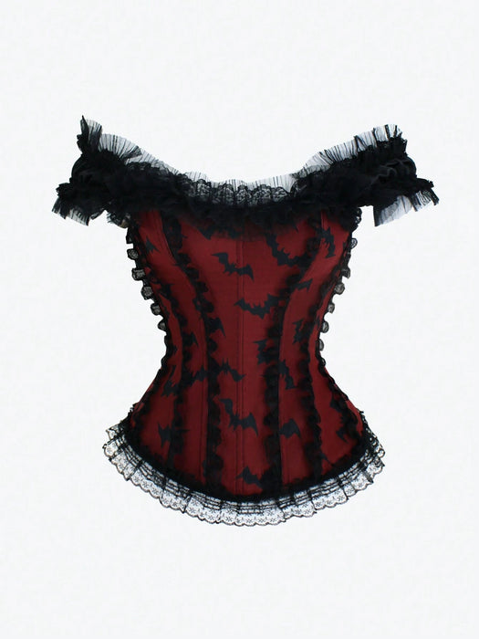 Shein EgrlEra Top con hombros con estampado de murciélago y ribete de encaje para disfraz gótico - Quierox - Tienda Online