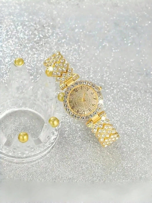 SHEIN Elegante reloj de cuarzo de 2 pcs de joyería, reloj de pulsera redondo para mujer - Quierox - Tienda Online