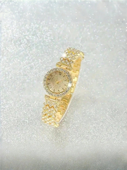 SHEIN Elegante reloj de cuarzo de 2 pcs de joyería, reloj de pulsera redondo para mujer - Quierox - Tienda Online