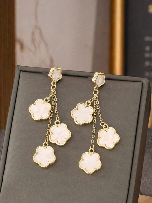 Shein Elegantes pendientes colgantes florales, joyería de aleación de estilo bohemio - Quierox - Tienda Online