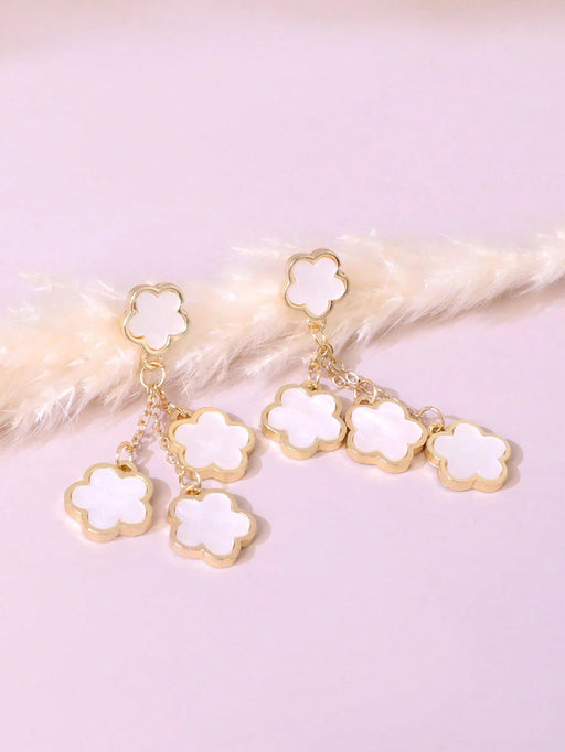 Shein Elegantes pendientes colgantes florales, joyería de aleación de estilo bohemio - Quierox - Tienda Online