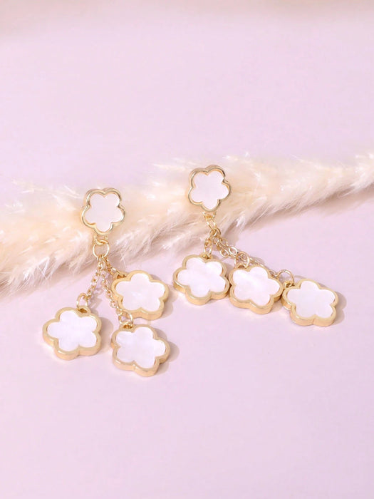 Shein Elegantes pendientes colgantes florales, joyería de aleación de estilo bohemio - Quierox - Tienda Online
