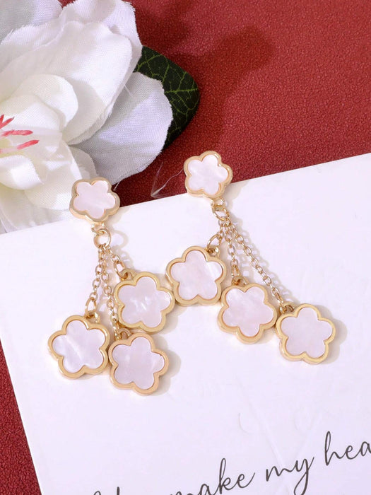 Shein Elegantes pendientes colgantes florales, joyería de aleación de estilo bohemio - Quierox - Tienda Online