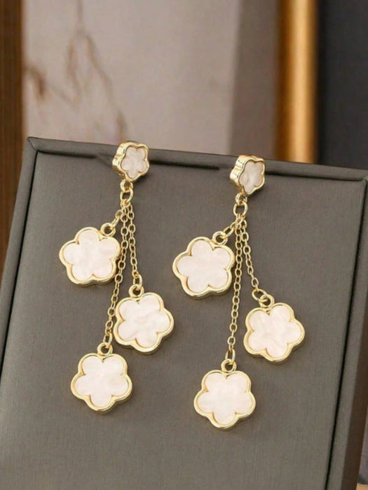 Shein Elegantes pendientes colgantes florales, joyería de aleación de estilo bohemio - Quierox - Tienda Online