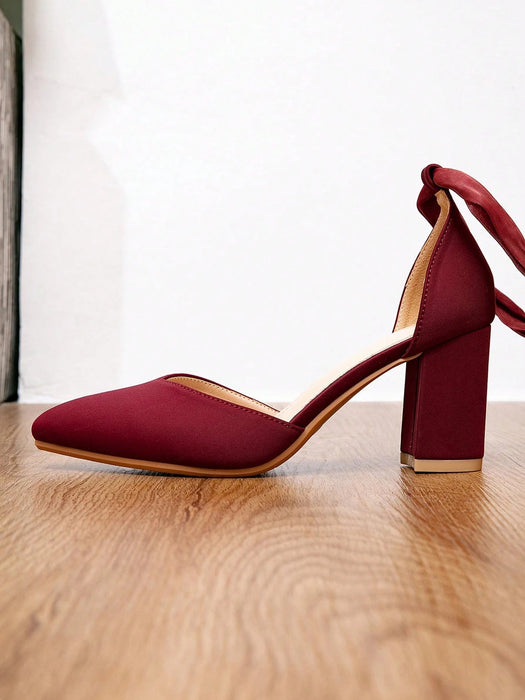 SHEIN Elegantes zapatos de tacón alto con cordones, punta afilada y tacón grueso - Quierox - Tienda Online