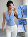 SHEIN Elenzga Camisa azul metálica con botones, estilo clásico y elegante para mujer - Quierox - Tienda Online