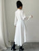 SHEIN Elenzga Camisa larga con cuello alto abierto, manga abullonada, recorte de volantes y silueta en A - Quierox - Tienda Online
