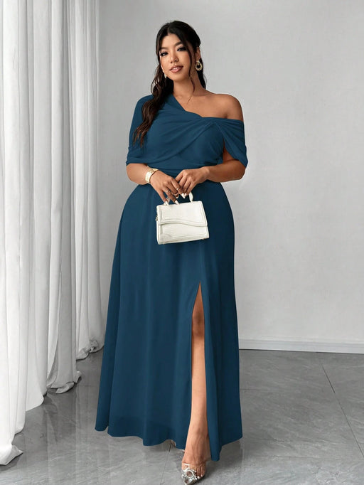 Shein Elenzga Vestido asimétrico con abertura lateral y dobladillo de gasa elegante - Quierox - Tienda Online