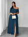 Shein Elenzga Vestido asimétrico con abertura lateral y dobladillo de gasa elegante - Quierox - Tienda Online