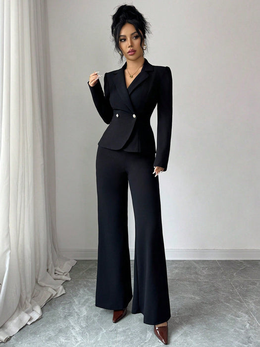SHEIN Elenzya Conjunto de traje de negocios elegante, romántico y minimalista para mujer - Quierox - Tienda Online