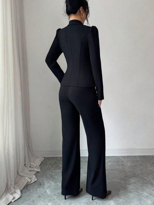 SHEIN Elenzya Conjunto de traje de negocios elegante, romántico y minimalista para mujer - Quierox - Tienda Online