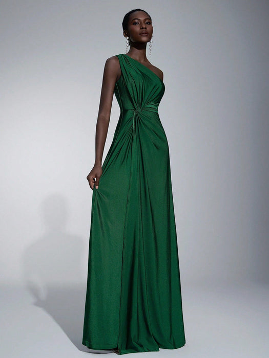 Shein Elitara Vestido holgado de dama de honor de línea A con un hombro - Quierox - Tienda Online