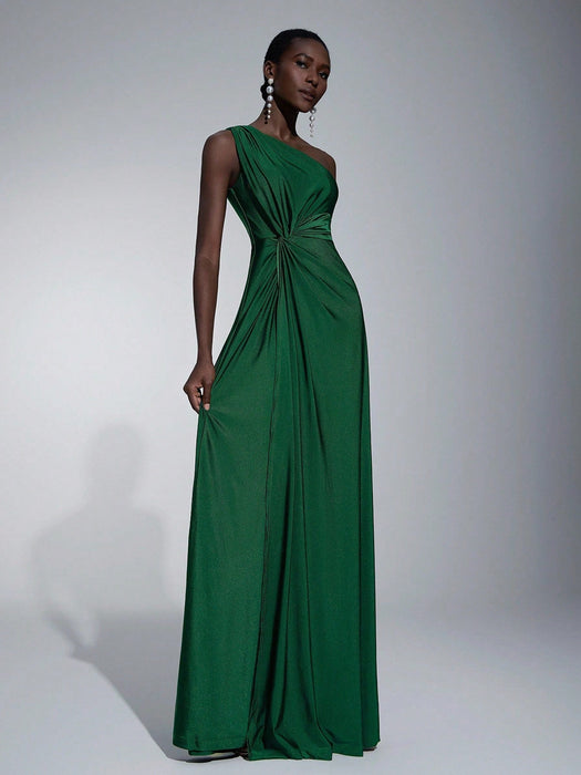 Shein Elitara Vestido holgado de dama de honor de línea A con un hombro - Quierox - Tienda Online
