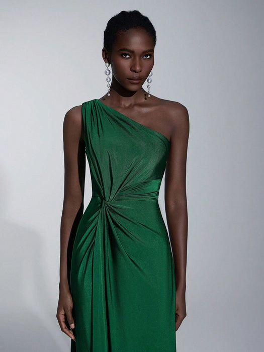 Shein Elitara Vestido holgado de dama de honor de línea A con un hombro - Quierox - Tienda Online